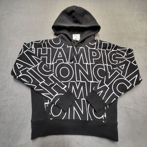 Champion Reverse Weave Hoodie Womens S Black AOP All Over Print Pullover